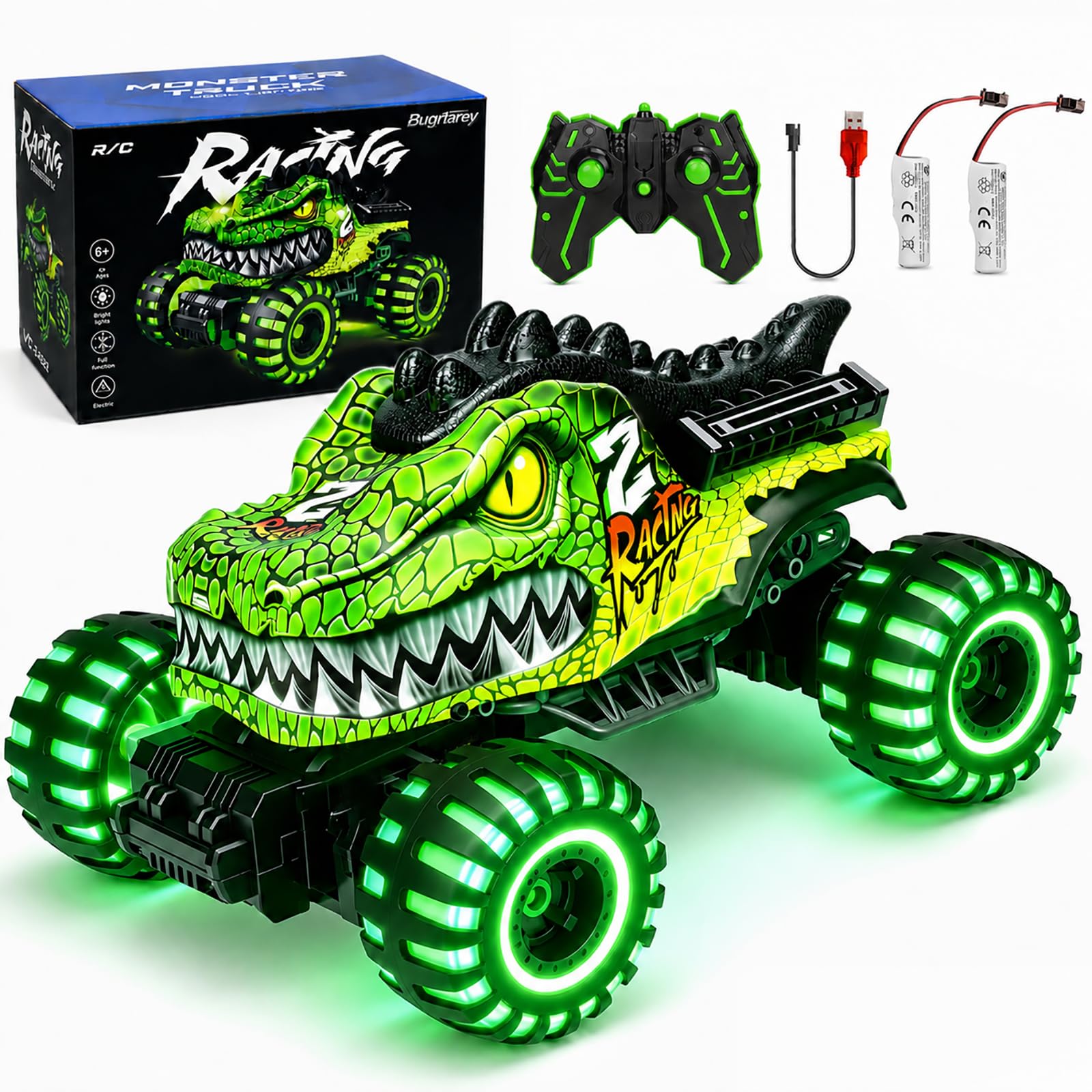 Remote Control Monster Truck Toys for Kids 6-12, Dino RC Car Monster Trucks