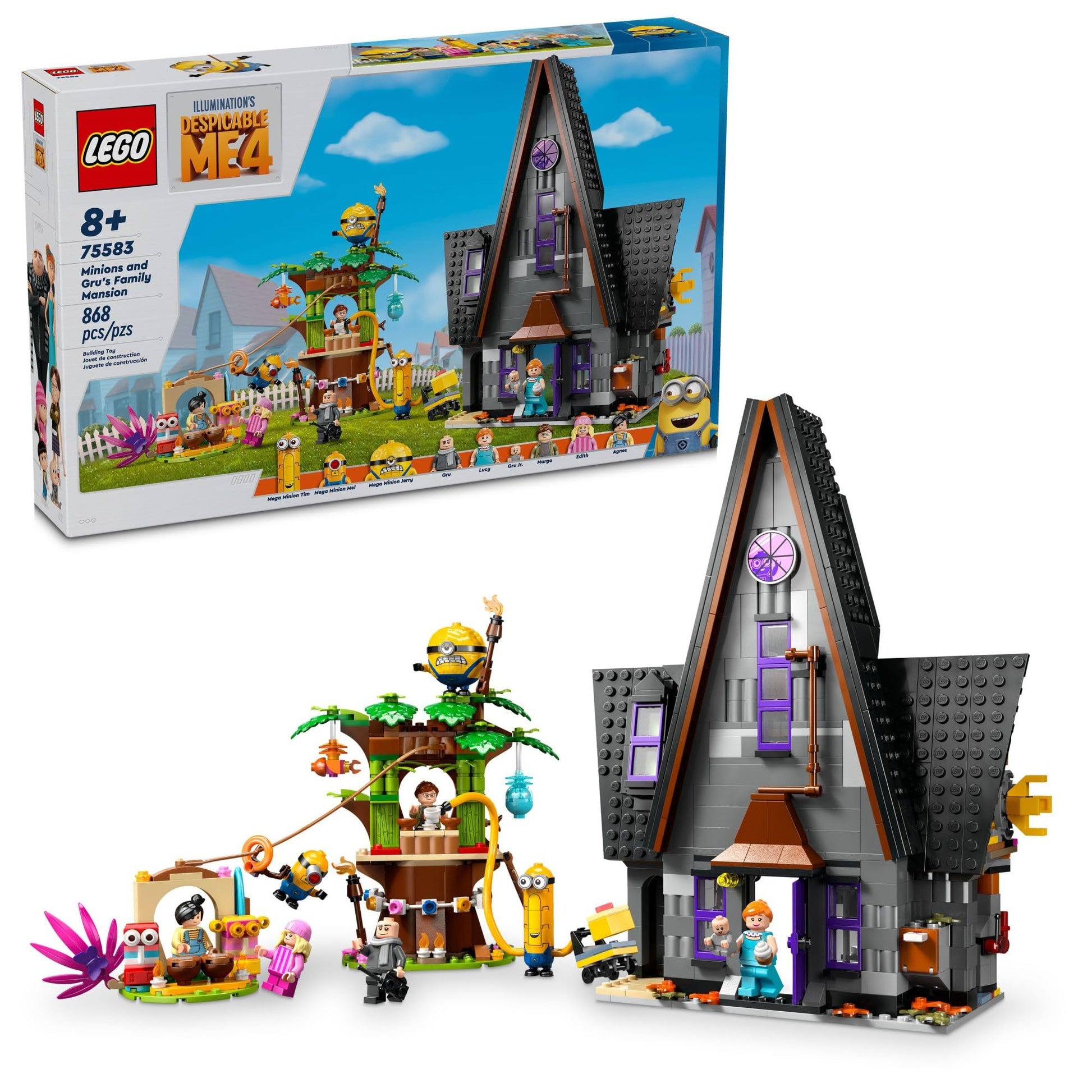 LEGO Despicable Me 4 Minions and Gru's Family Mansion, Minions Toy House and Tree Playset from Movie, Fun Despicable Me Toy, Creative Gift for Boys