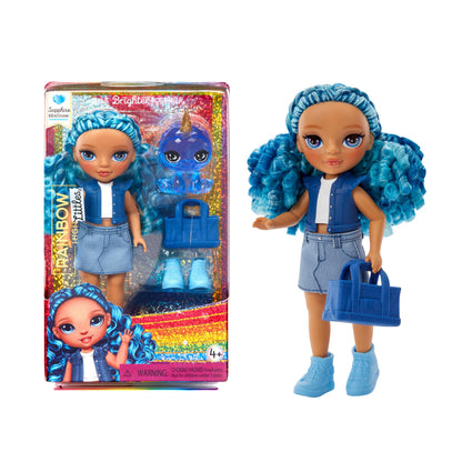 Rainbow High Littles - Sapphire Bradshaw, Blue 5.5" Posable Small Doll with Purse, Magical Pet Yeti, Girls Toy Gift, Kids Ages 4-12 Years