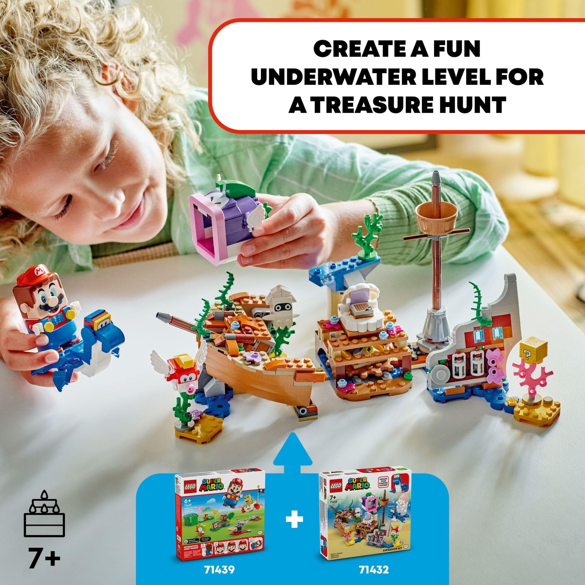 LEGO Super Mario Dorrie's Sunken Shipwreck Adventure Expansion Set, Super Mario Collectible Toy for Kids with Cheep Cheep, Cheep Chomp and Blooper