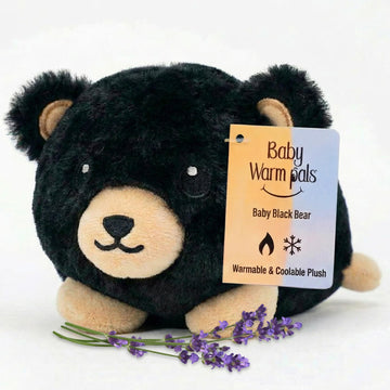 Warm Pals Baby Black Bear, Small 3x5 Microwavable Comfort, Heated Plushie for Warmth, Calming Anxiety, Relaxing Bedtime Snuggles and Cozy Toys