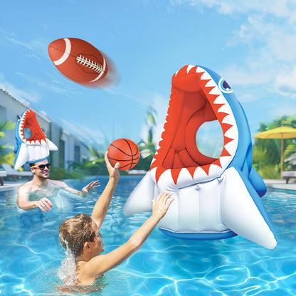 iPlay, iLearn Kids Shark Pool Toy, 3-in-1 Inflatable Floating Pool Game