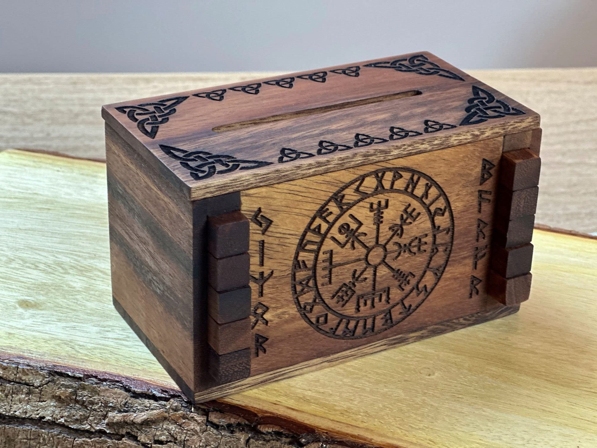 Winshare Puzzles and Games Enigma Viking Secret Puzzle Box Money & Gift Card holder in a Wood IQ lock