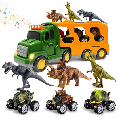 Lunoppy Toy Trucks with Dino Cars & Figures, Dinosaur Toys for Kids 3-5 5-7