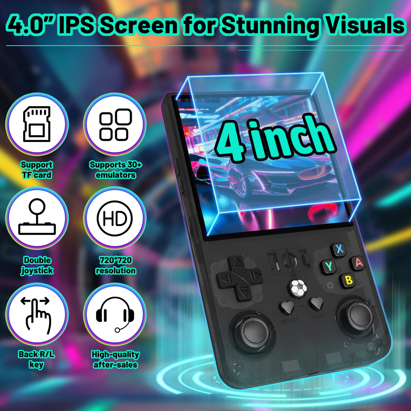 R36max Retro Gaming Console Handheld Game Console , Game Emulator Handheld Console, 4K HD 4.0" IPS Screen, Preloaded 18,000+ Retro Games Portable