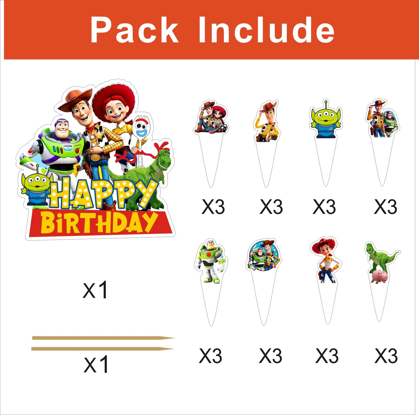 25Pcs Cartoon For Toy Inspired Story Cupcake Toppers,Inspired Cupcake Picks School Wizard Theme Birthday Party Cake Decorations Supplies.