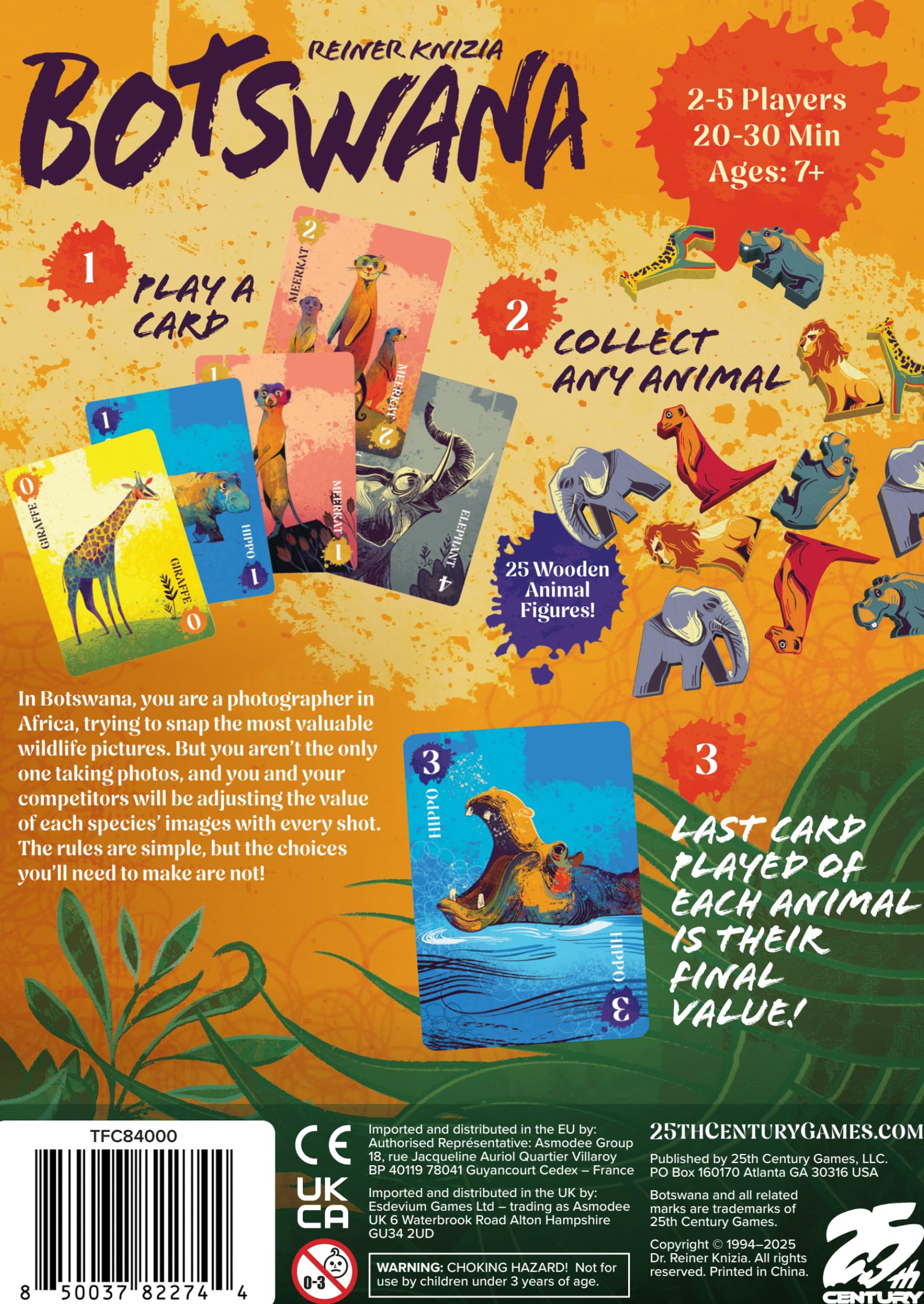25th Century Games Botswana - Animal Collecting Strategy Card Game by Reiner Knizia Ages 7+ | 2-5 Players | 20-30 Min Playtime | Family-Friendly