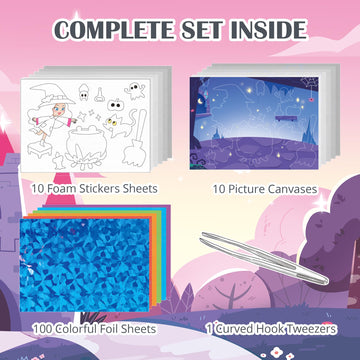 Timetome Foil Craft Kit for Kids, Princess & Unicorn Foil Art Set for Ages 4-8, No Mess Creative Arts and Crafts, Easy Peel Stick Foil Pictures, Gift
