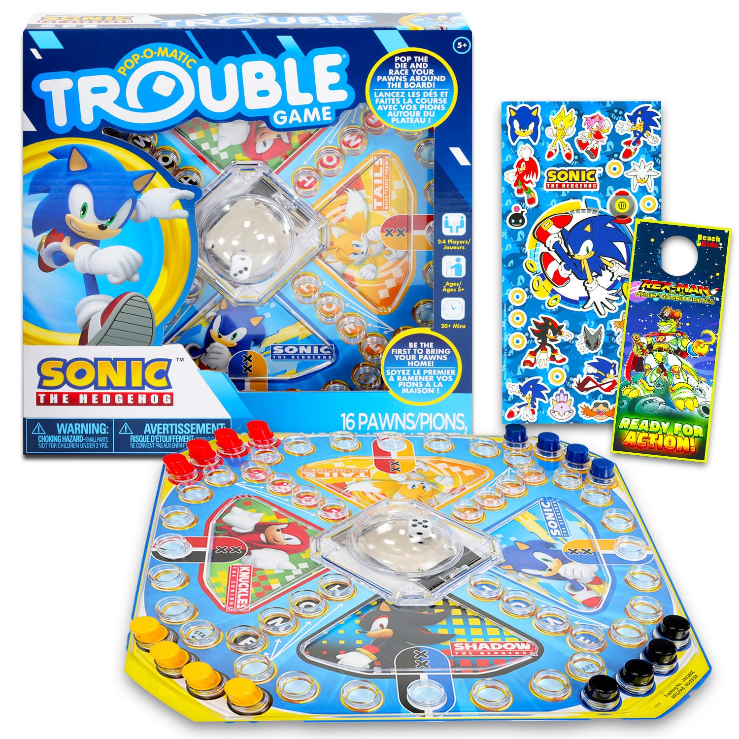 Sonic the Hedgehog Pop Up Board Game - Bundle with Sonic Board Game for Kids with Pop Up Dice Plus Stickers, More | Sonic the Hedgehog Games