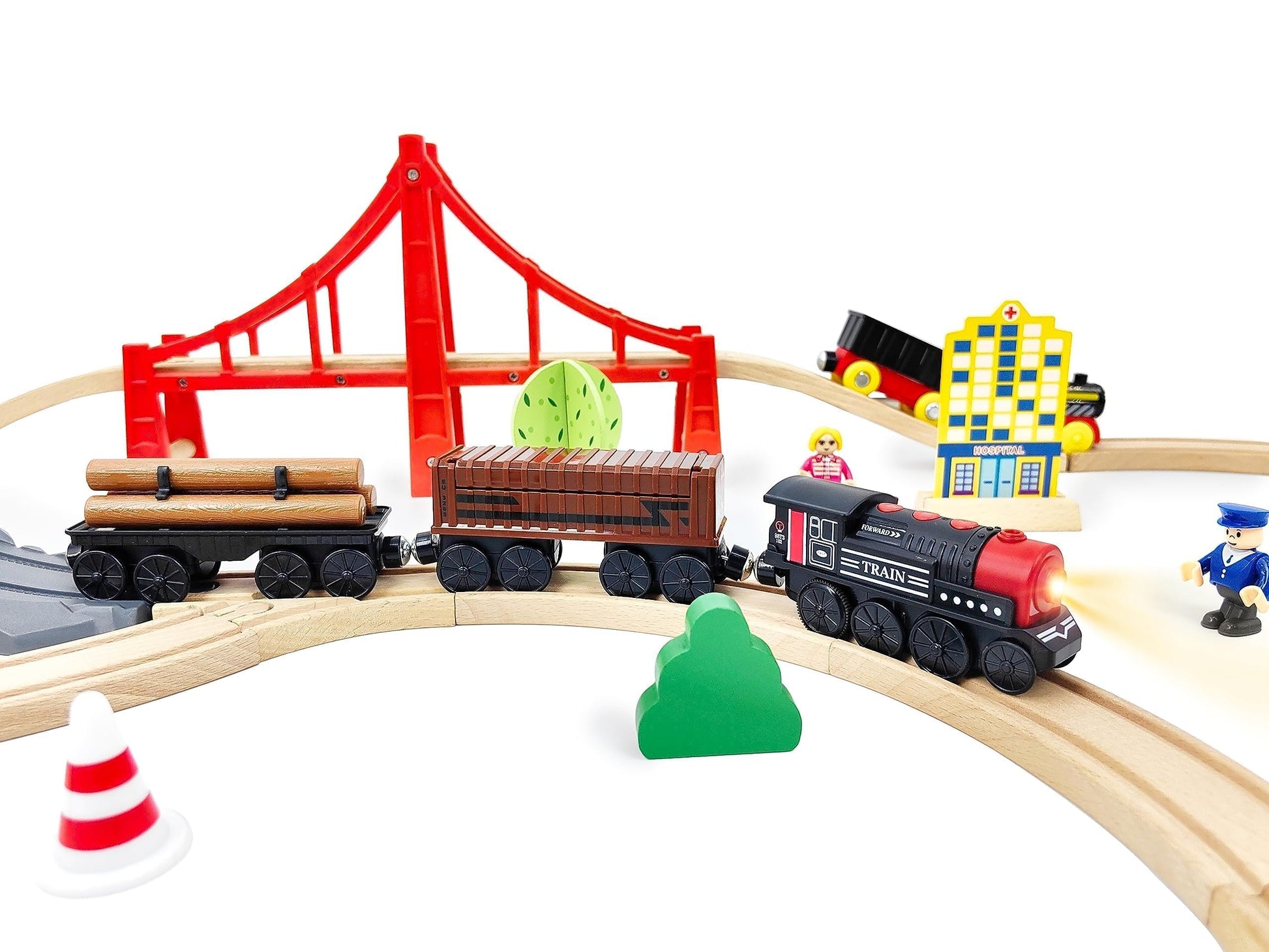 Motorized Train for Wooden Track, 3Pcs Train Toy Set for 3 4 5+Years Old Boy Girl Toddlers, Battery Powered Train Compatible with Thomas & Friends