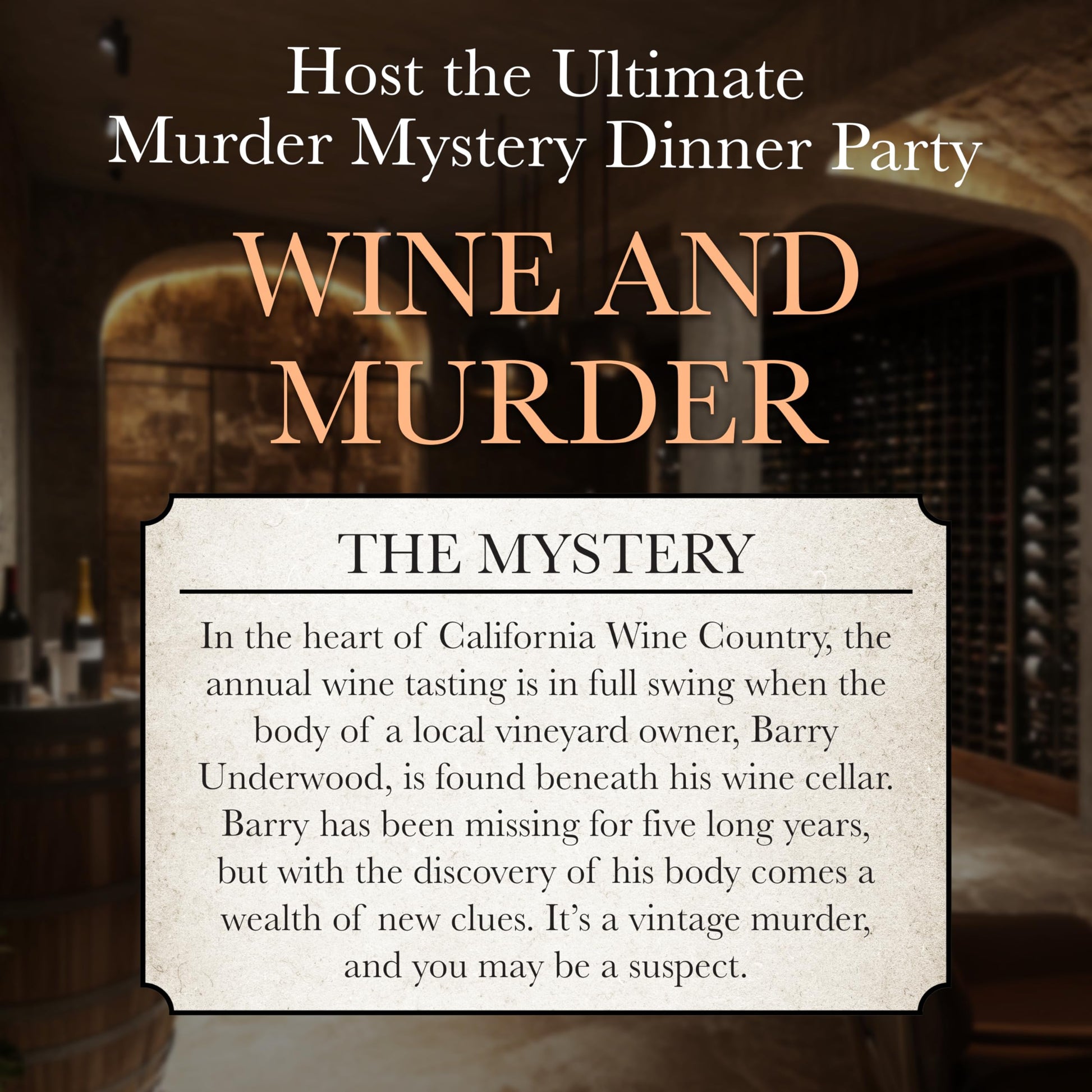 Murder Mystery Party A Taste for Wine & Murder - Murder Mystery Dinner Party Game for Adults - Interactive Crime Solving Role Play Game Night Kit