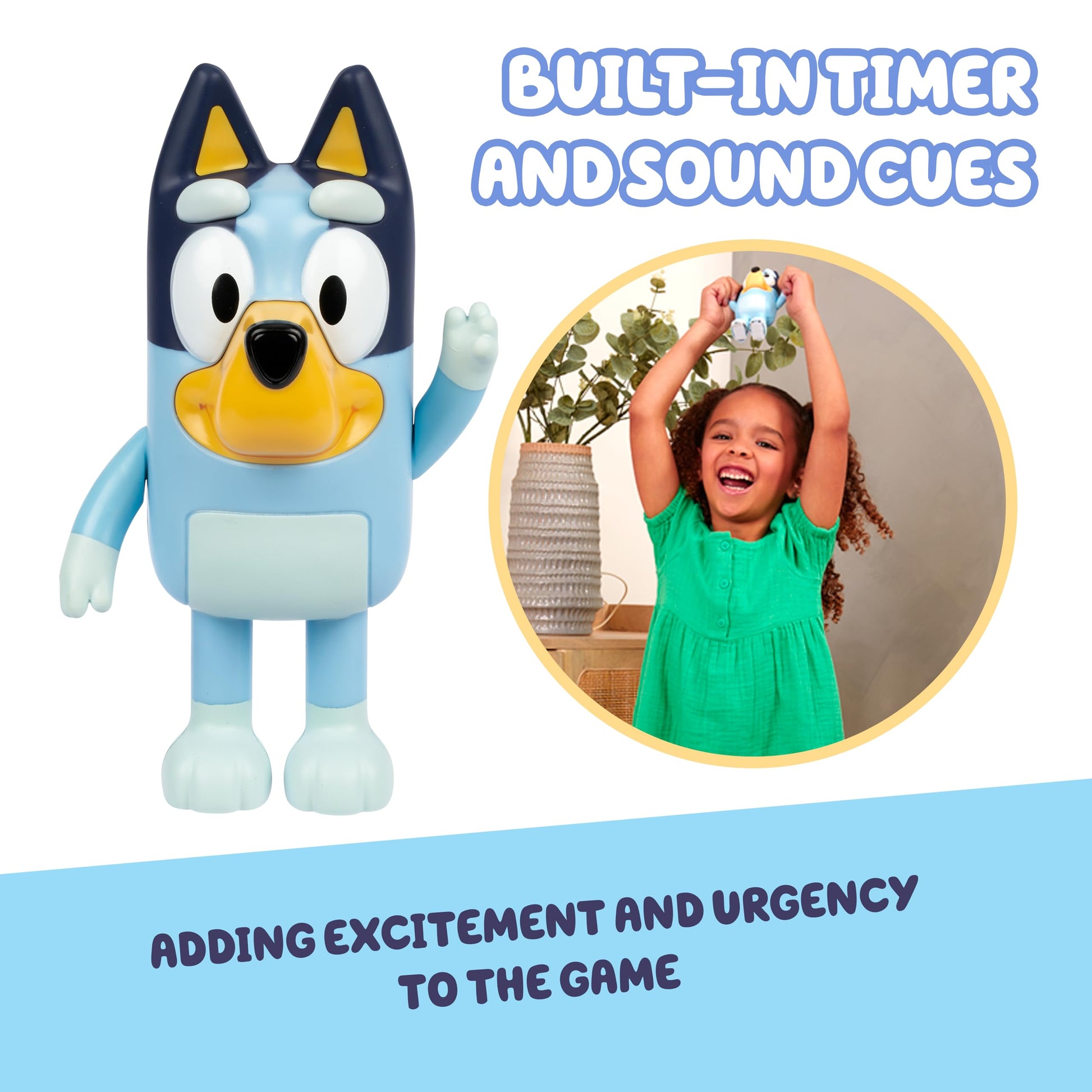 Bluey Game Hide and Seek Figure, Articulated, Musical Kids Figurines with Dance Mode, Interactive Play Toddler Figurine Toys for Ages 3+