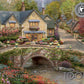 Buffalo Games Thomas Kinkade Summer in Cobblestone Village 1000 Piece Puzzle - Silver Select Premium Jigsaw Puzzle with Foil Accents & Reference