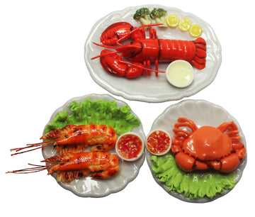 ThaiHonest 3 Assorted Dollhouse Miniature Mix Seafood with Lobster,Tiny Food Dollhouse Accessories for Collectibles
