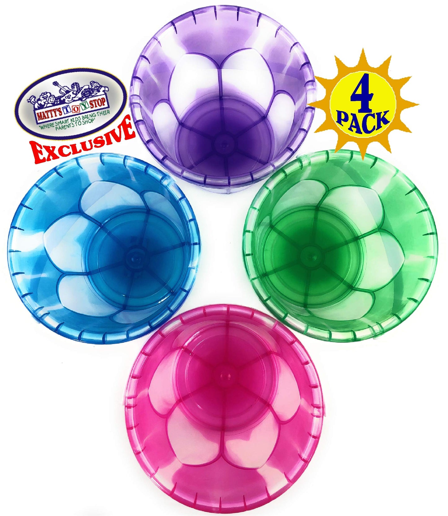 Matty's Toy Stop Beach Gear 6.5" Opaque Plastic Sand Buckets (Pails) Blue, Pink, Green & Purple Party Set Bundle - 4 Pack