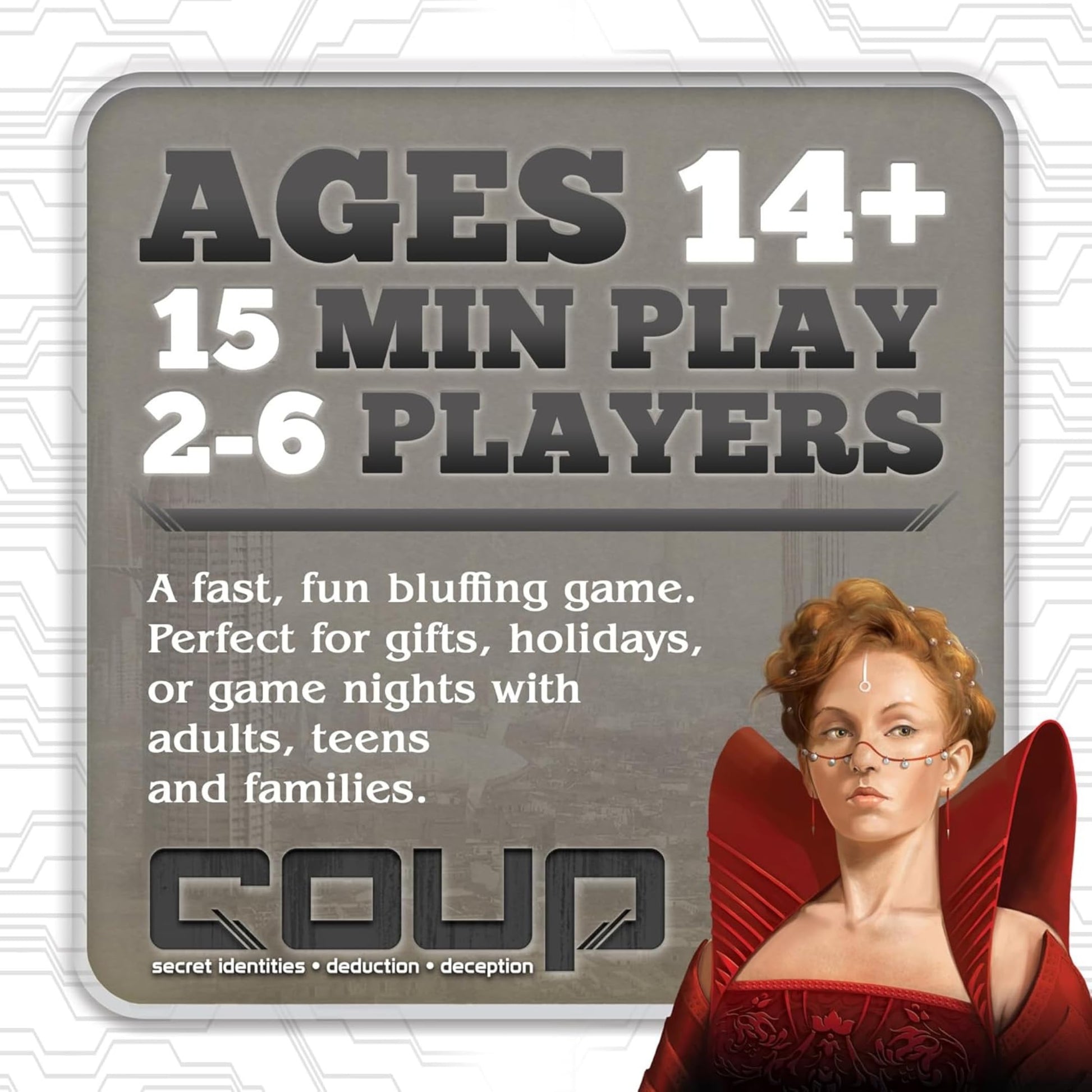 Coup Card Game by Indie Boards & Cards | Fast Bluffing and Social Deduction Strategy | Hidden Roles, Deception, and Player Interaction | Quick