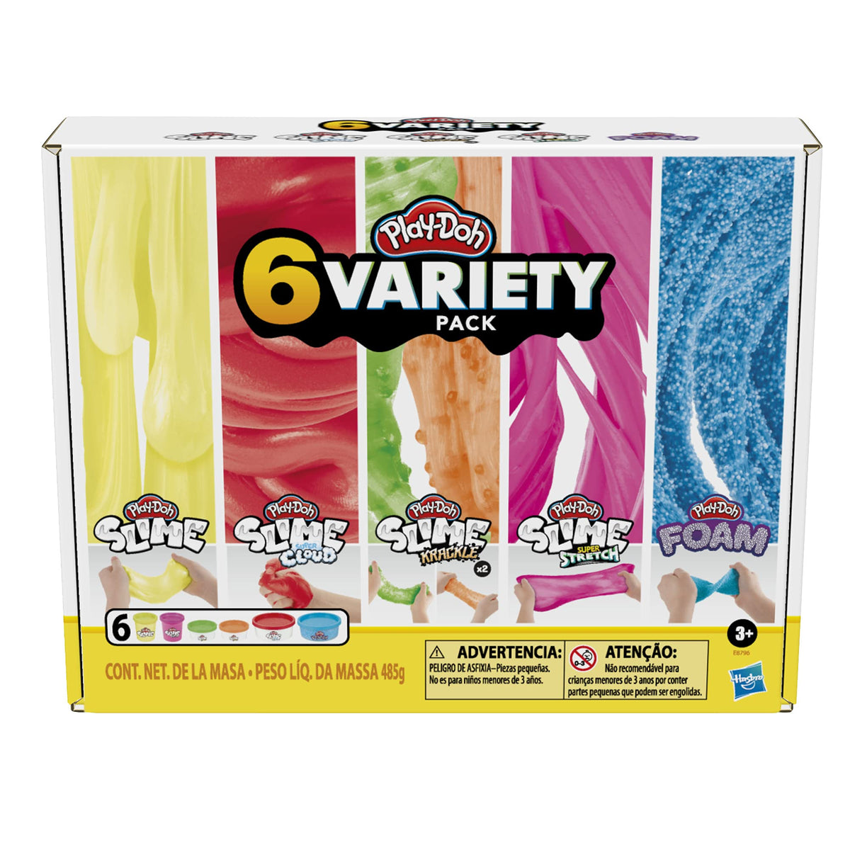 Play-Doh Slime Compound Variety 6-Pack with Play-Doh: Foam, Super Cloud, Krackle, Super Stretch, Preschool Toys for 3 Year Old Boys & Girls & Up