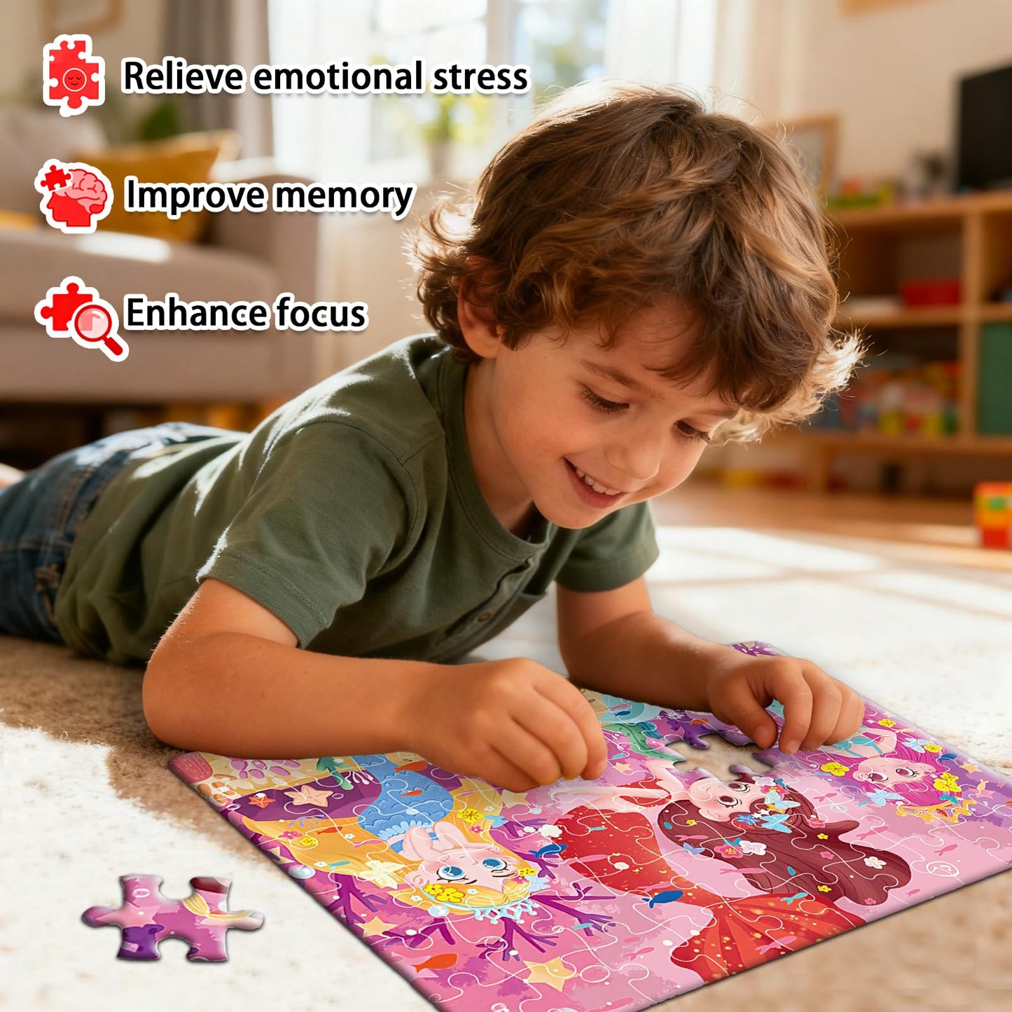GIVEITALL Mermaid Jigsaw Puzzle for Kids Ages 4-10 Years Olds,60 Pieces