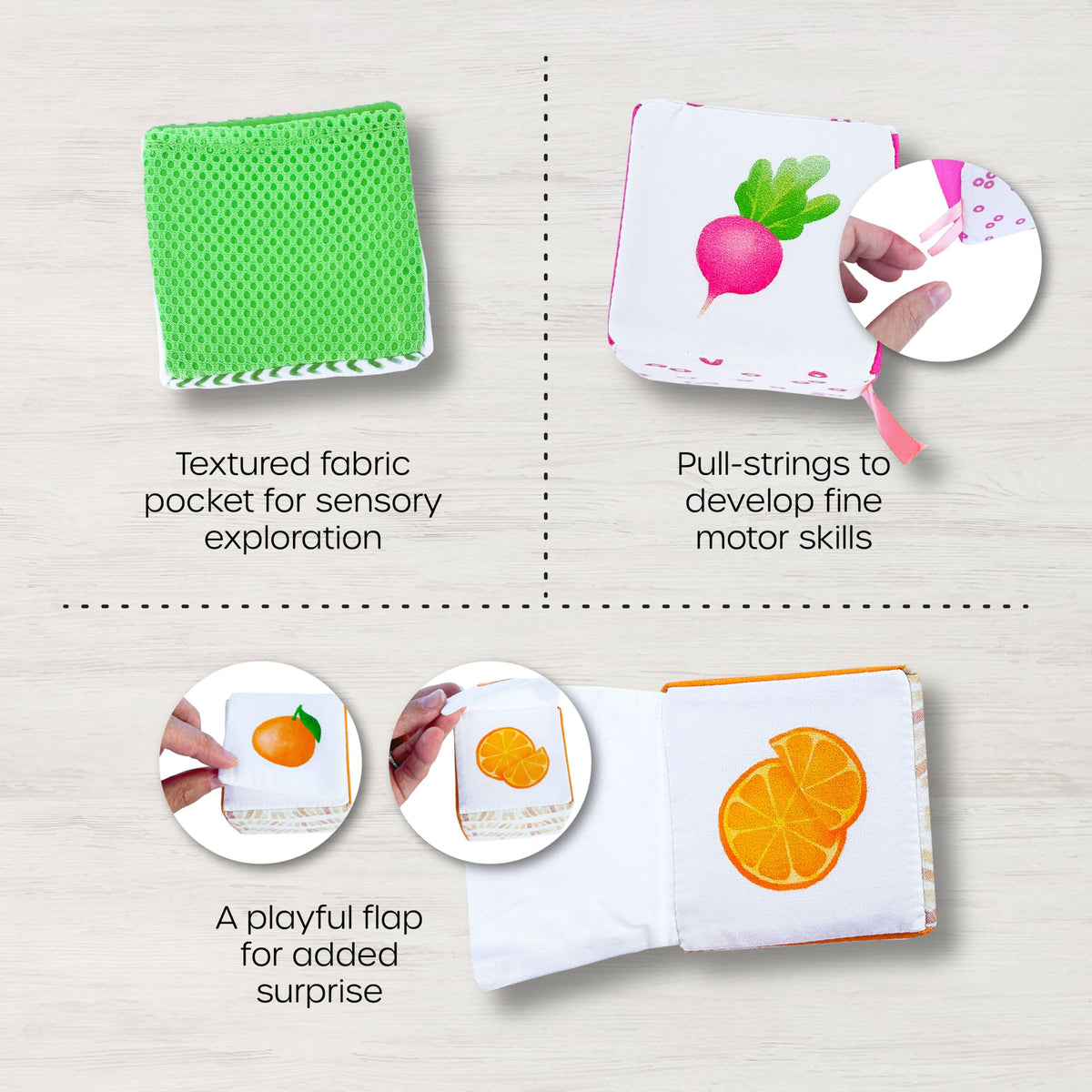 Quiggly Soft Cotton Fabric Baby Blocks - Montessori Sensory Stacking Play
