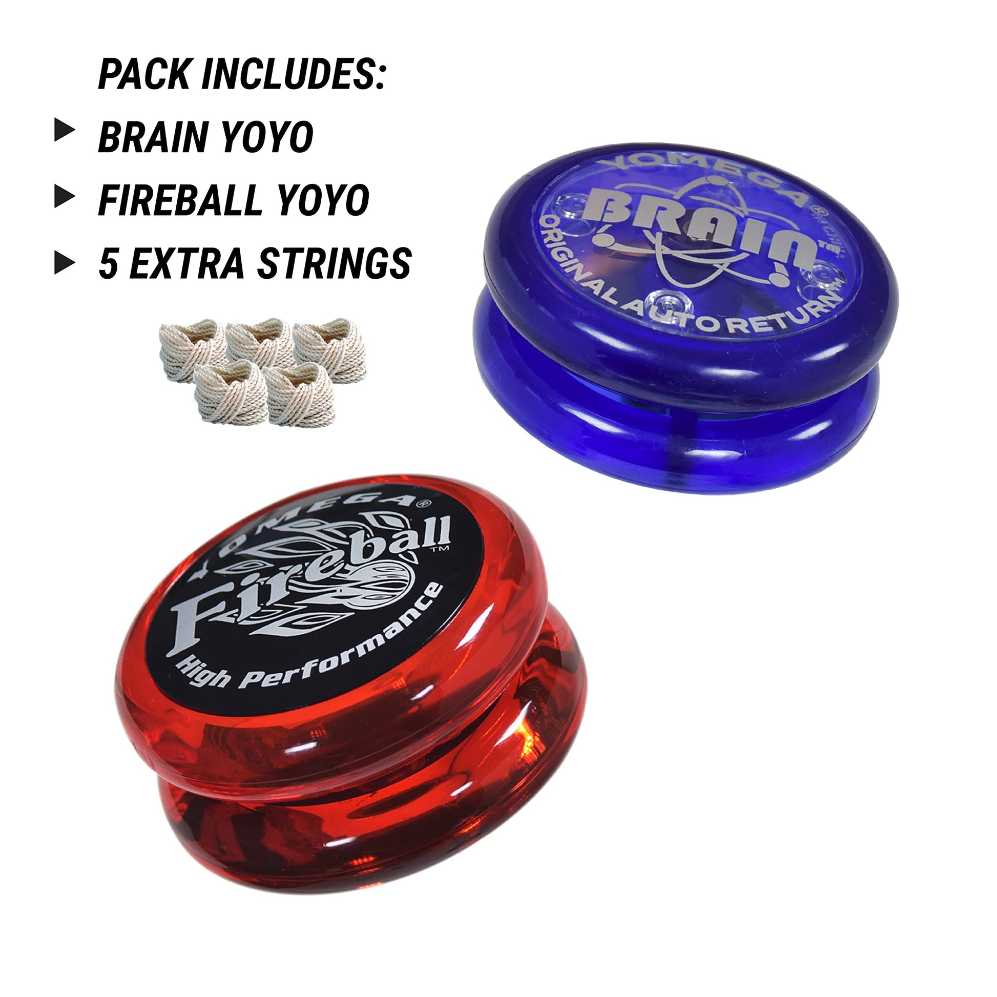 Yomega 2 Legendary Spinners The Original Yoyo with A Brain and Fireball Transaxle Yo-Yo for All Level String Trick Play + 5 Extra Strings (Fireball