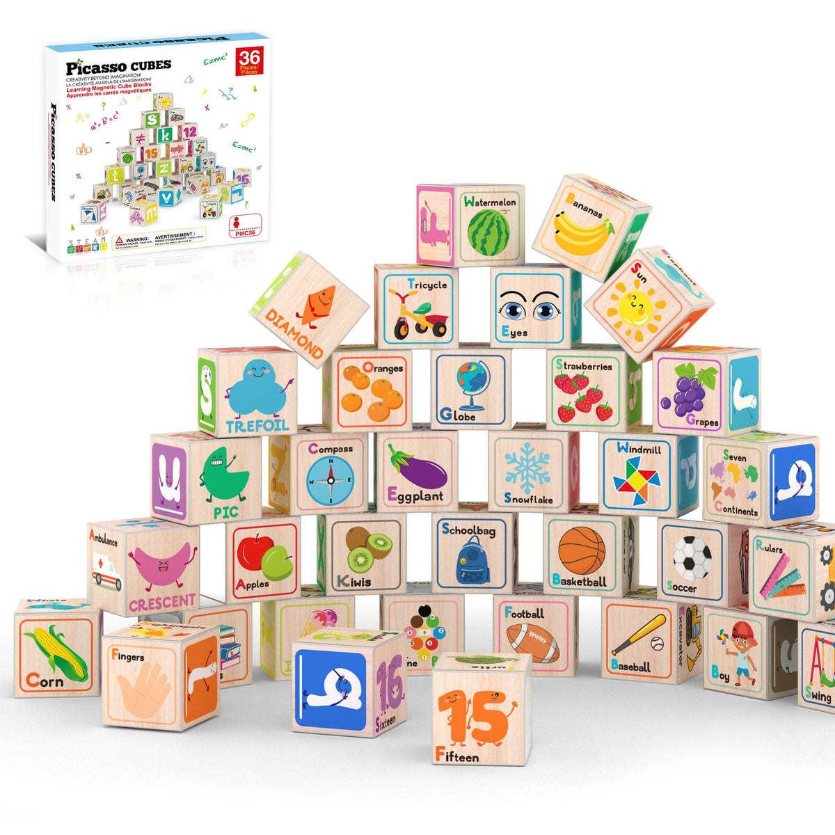 Magnetic Cubes Magnet Building Block Sensory Activity Center 1" Puzzle Cube 216 Pattern Early Education Toy Letter Alphabet Number Shape STEAM