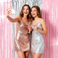 Pastel Pink and Silver Foil Fringe Curtains - 4 Pack Party Backdrop Decorations for Birthday, Bachelorette, Valentine's Day Celebrations