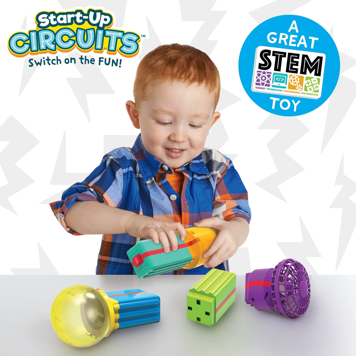 MindWare Start-Up Circuits - STEM Toddler Toy Ages 18+ Months - Build Flashlight, Whistle, and Fan - Early Circuit-Building Learning Set for Hands-On