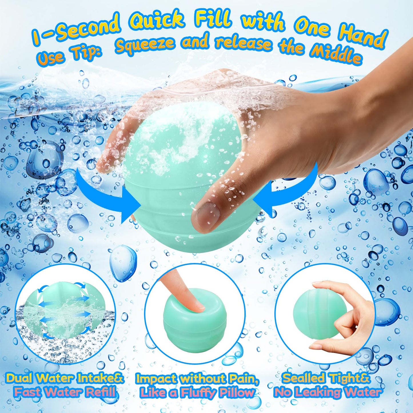 21 Pcs Reusable Water Balloons Quick Fill, Pool Beach Water Ballons for Boys and Girls, Summer Outdoor Games Water Toys for Kids Ages 3-12
