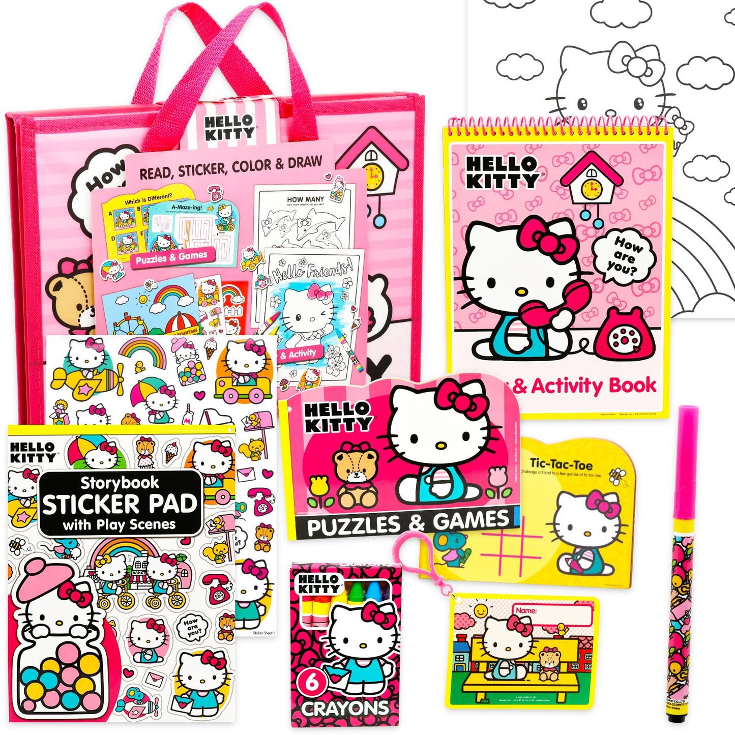 SANRIO Hello Kitty Ultimate Activity Set Portfolio with Coloring Books, Stickers, Games, Puzzles, Drawing and More | Hello Kitty Activities for Girls