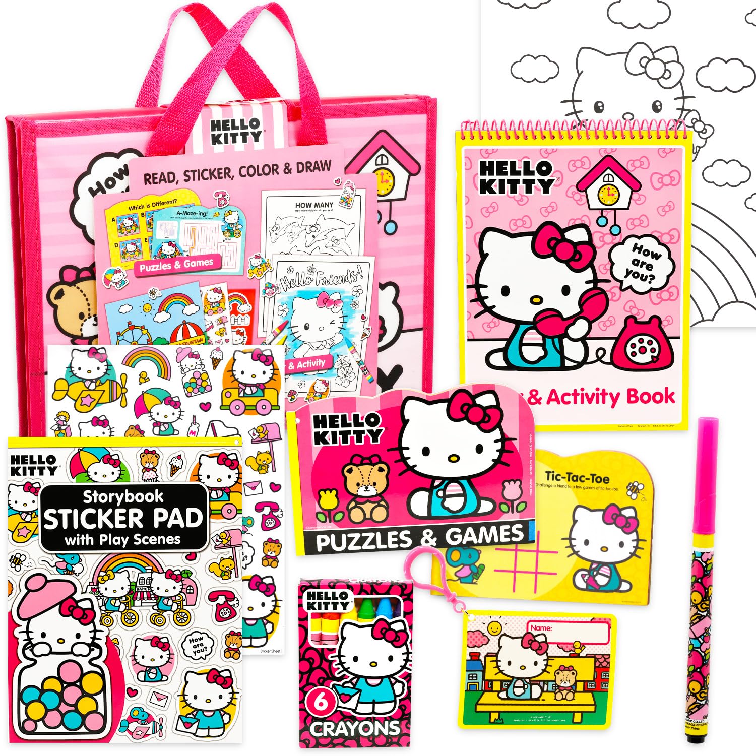 SANRIO Hello Kitty Ultimate Activity Set Portfolio with Coloring Books, Stickers, Games, Puzzles, Drawing and More | Hello Kitty Activities for Girls