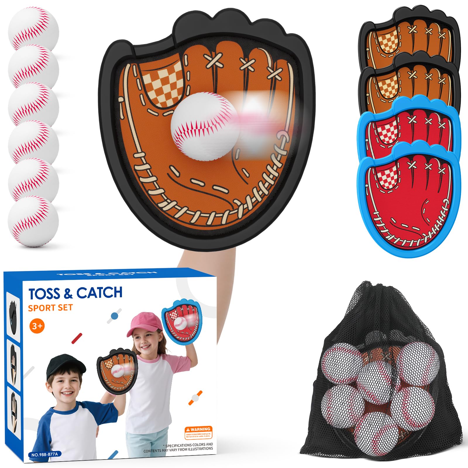 HYES 4 Pack Kids Baseball Glove, Toss and Catch Ball Game