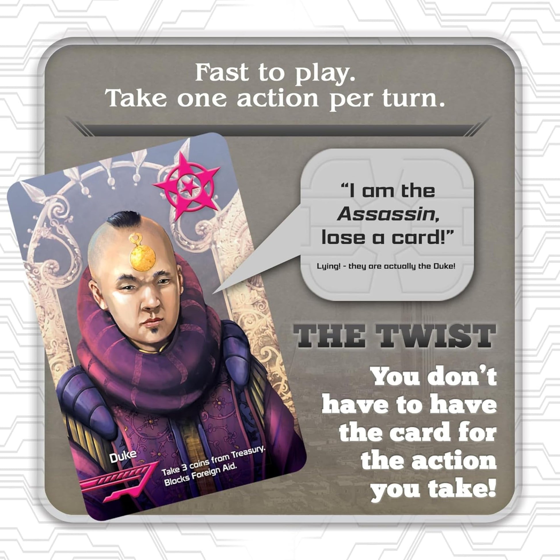 Coup Card Game by Indie Boards & Cards | Fast Bluffing and Social Deduction Strategy | Hidden Roles, Deception, and Player Interaction | Quick
