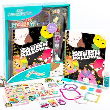Squishmallows Original DIY Journaling Kit, Includes Craft Supplies Like Cute Stickers for Journaling, Sketch Pad, Cam The Cat Charm, Keychain, Fun