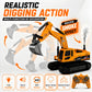 JoyDig Remote Control Excavator Toy, 4-in-1 RC Construction Vehicle with Metal Bucket, Best Birthday Gift RC Truck Digger, 680° Rotation, Smoke Spray