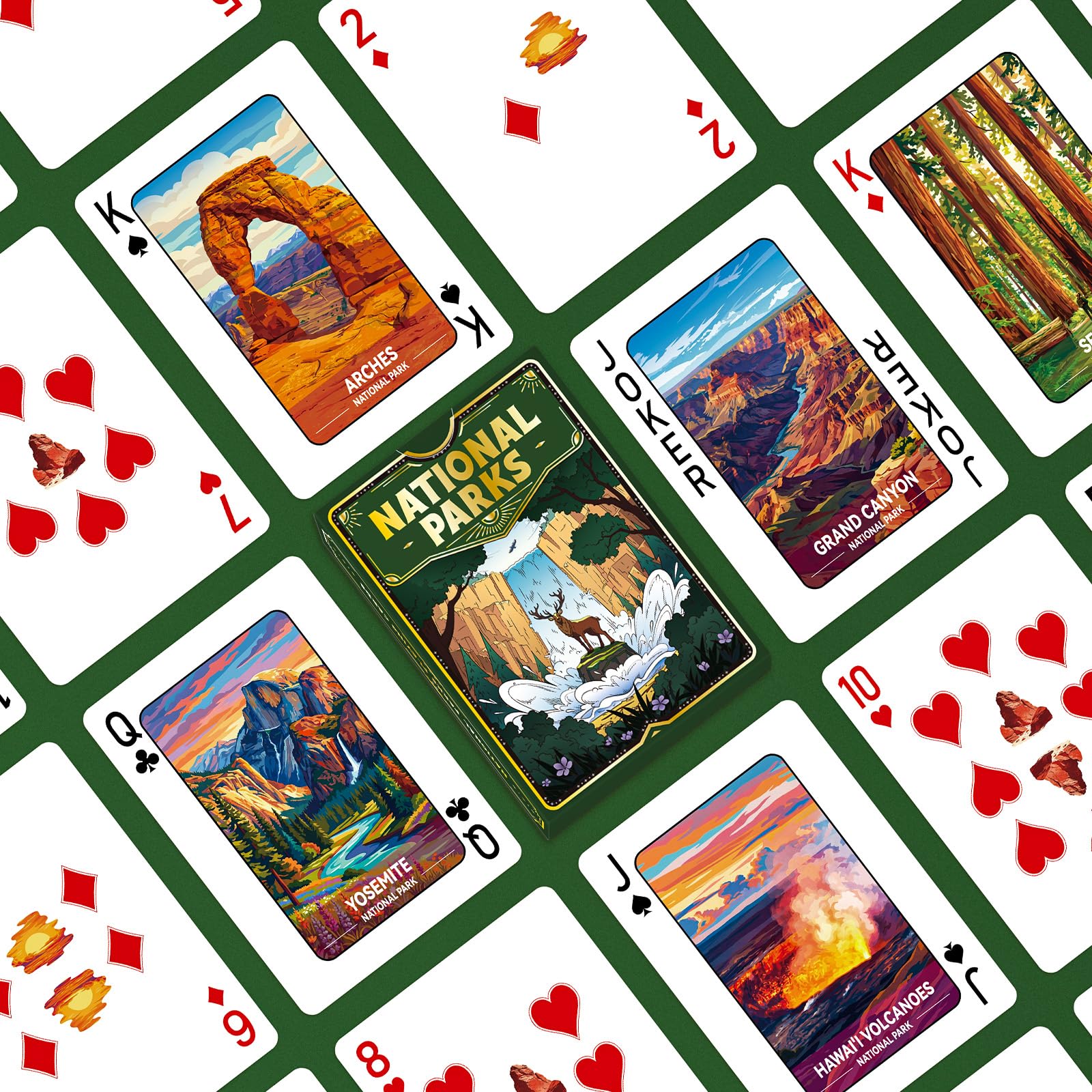 Playing Cards 4 Pack, National Park Themed Playing Cards, Deck of Cards, Standard Poker Card for Card Games,Game Night Blackjack Camping Travel Party