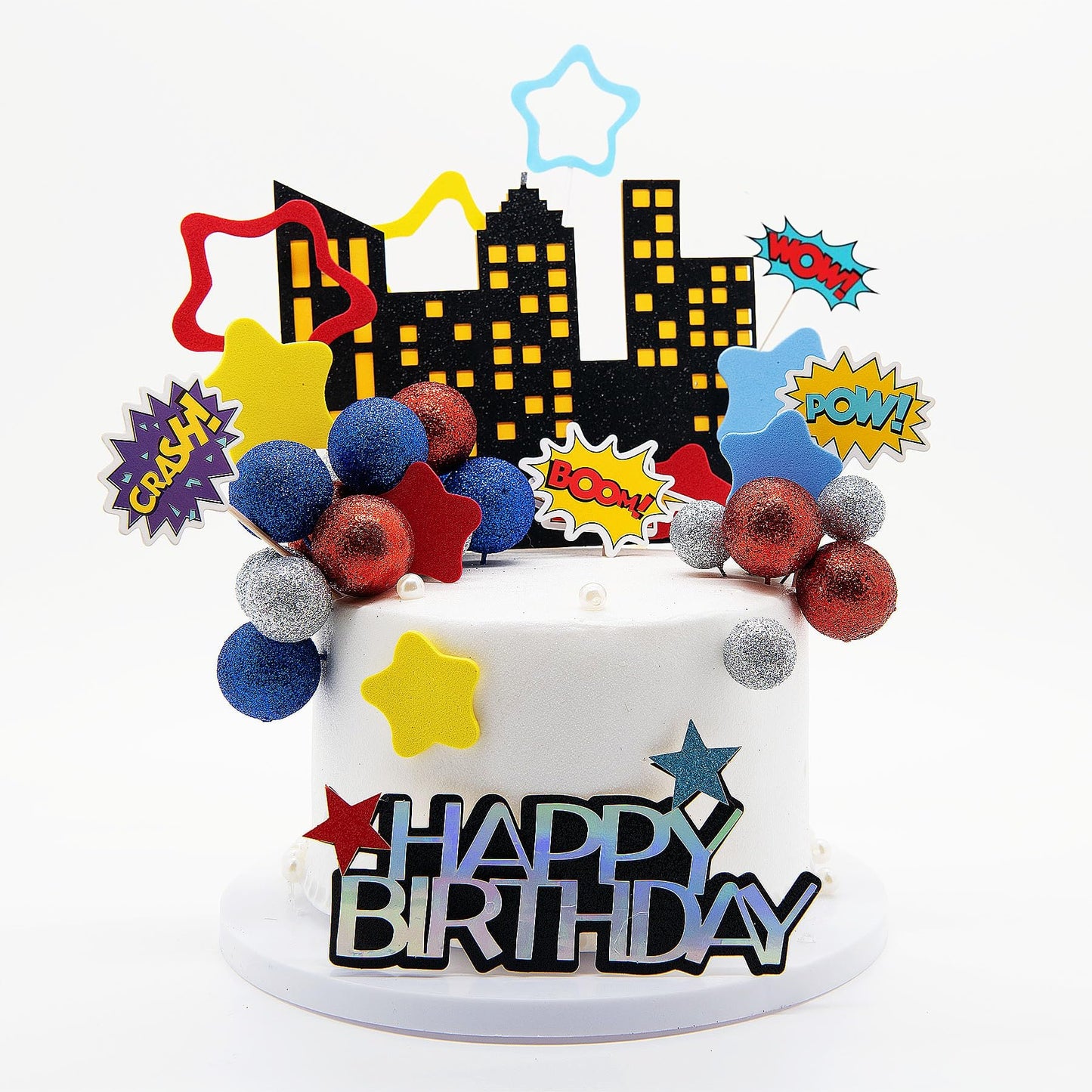 LAST HOE DOWN 51PCS Superhero Themed Birthday Decorations Superhero Birthday Cake Decorations