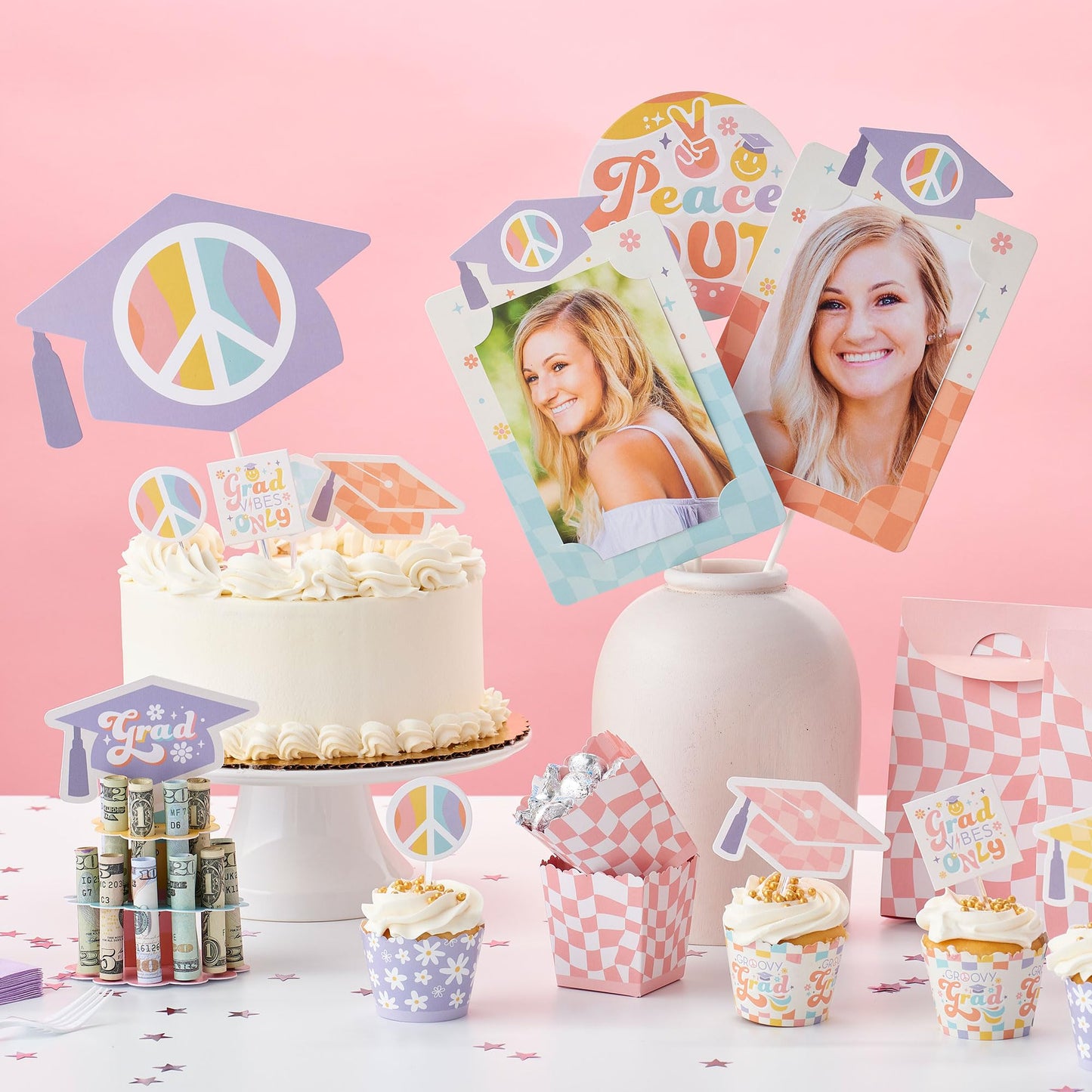 Big Dot of Happiness Groovy Grad - Hippie Graduation Party Picture Centerpiece Sticks - Photo Table Toppers - 15 Pieces