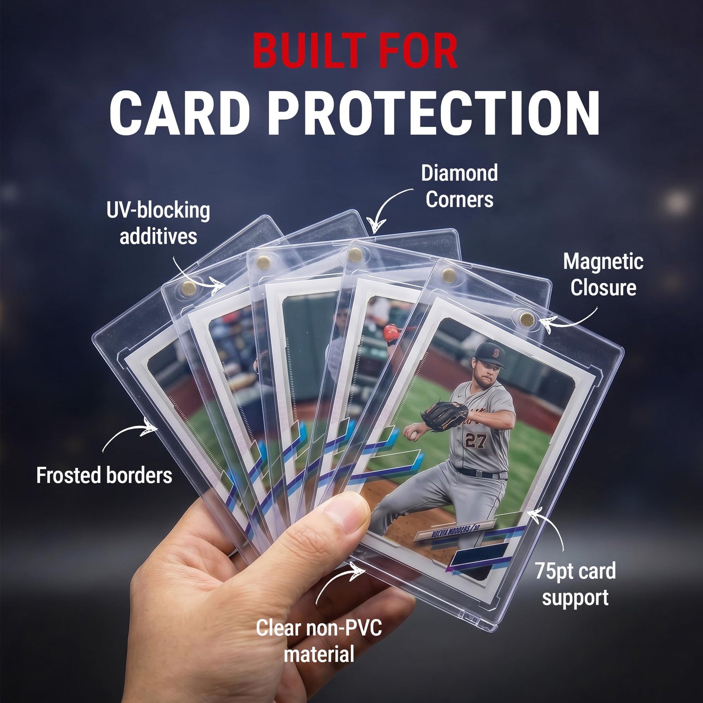 Ultra Pro ONE-TOUCH 75PT Magnetic Card Holder - Hard Plastic Trading Card Holder with UV Blocking - Clear Display for Standard Size 2.5" x 3.5"
