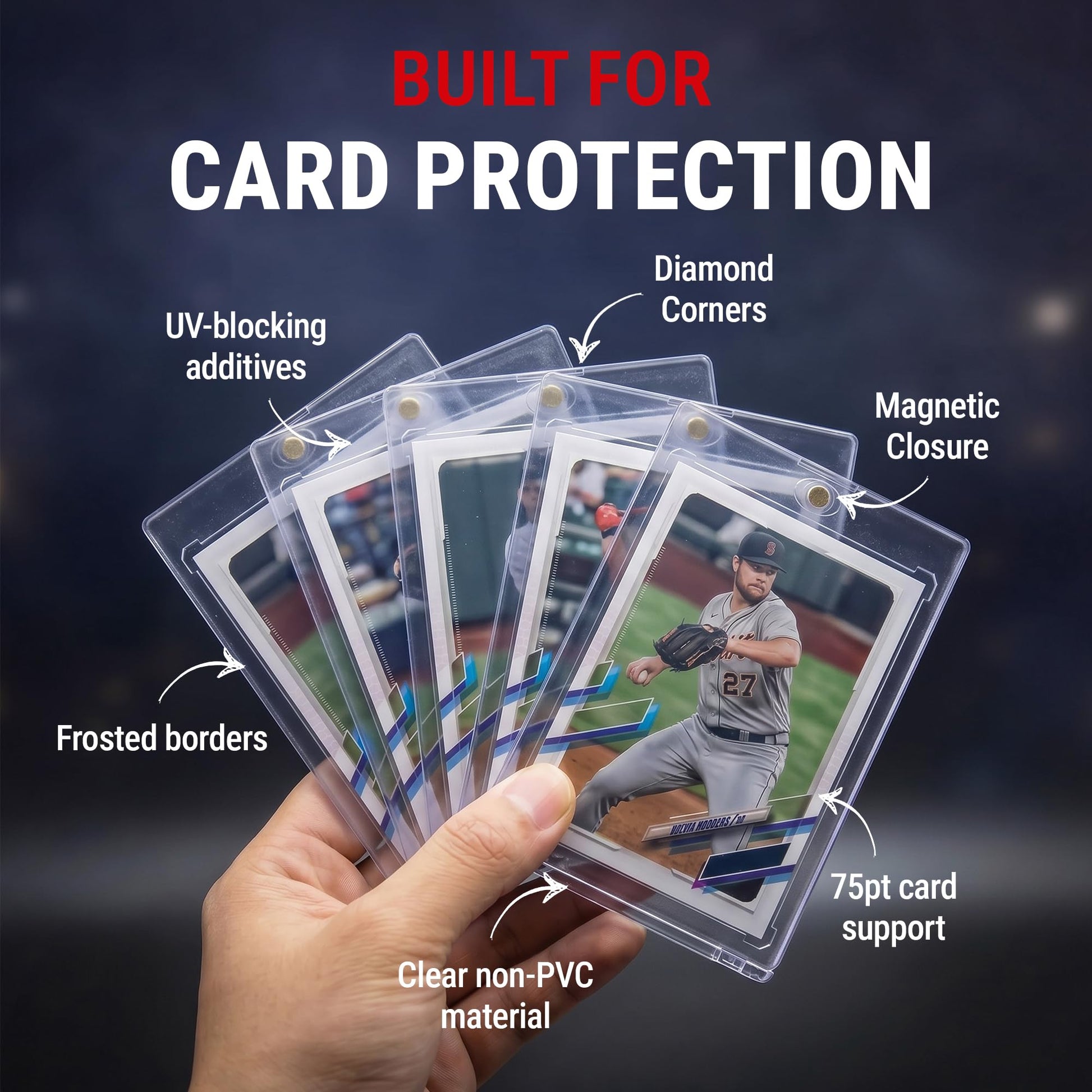 Ultra Pro ONE-TOUCH 75PT Magnetic Card Holder - Hard Plastic Trading Card Holder with UV Blocking - Clear Display for Standard Size 2.5" x 3.5"