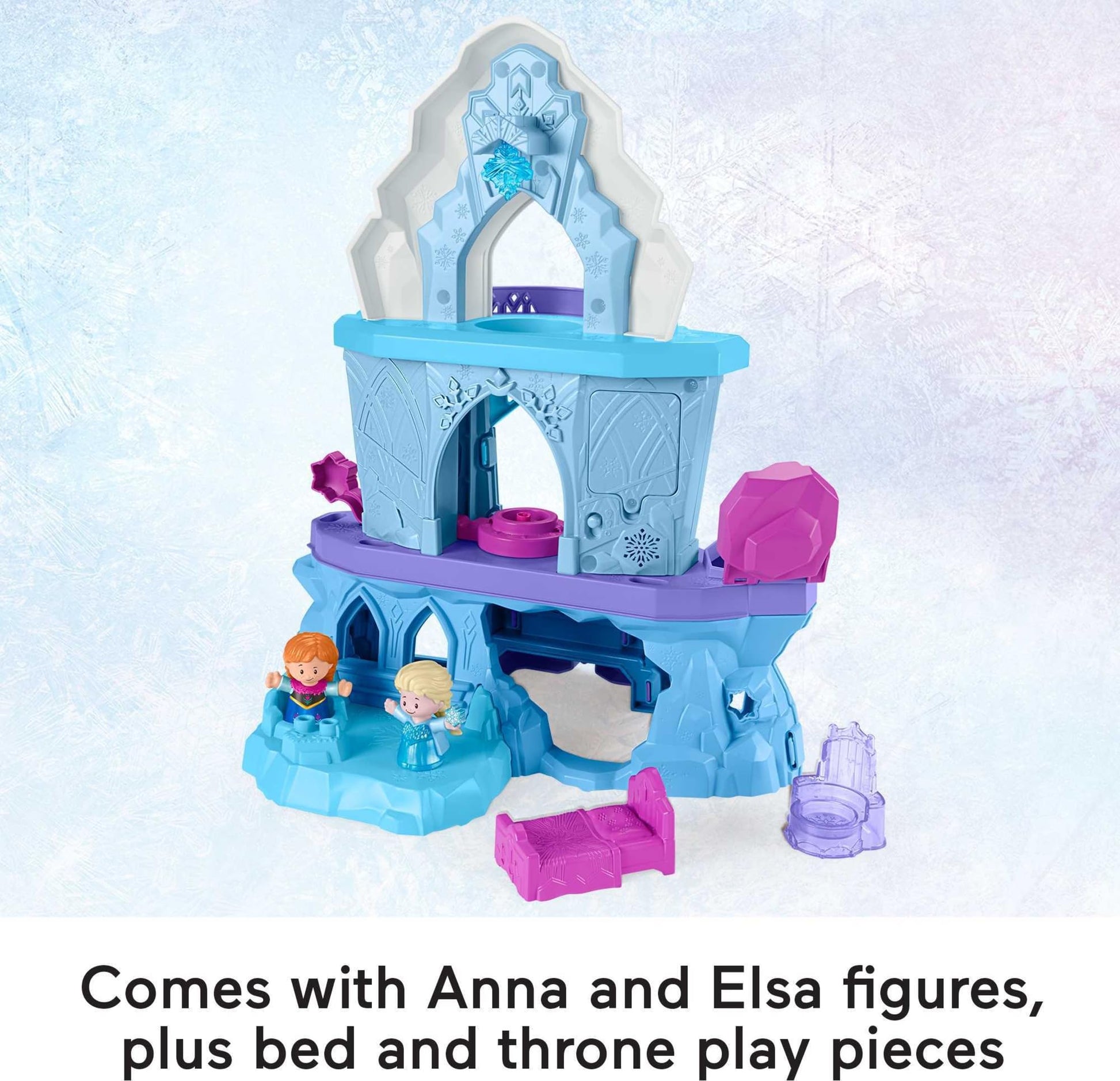 Fisher-Price Little People Toddler Toy Disney Frozen Elsa’s Enchanted Lights Palace Playset with Music Lights & Figures for Kids Ages 18+ Months