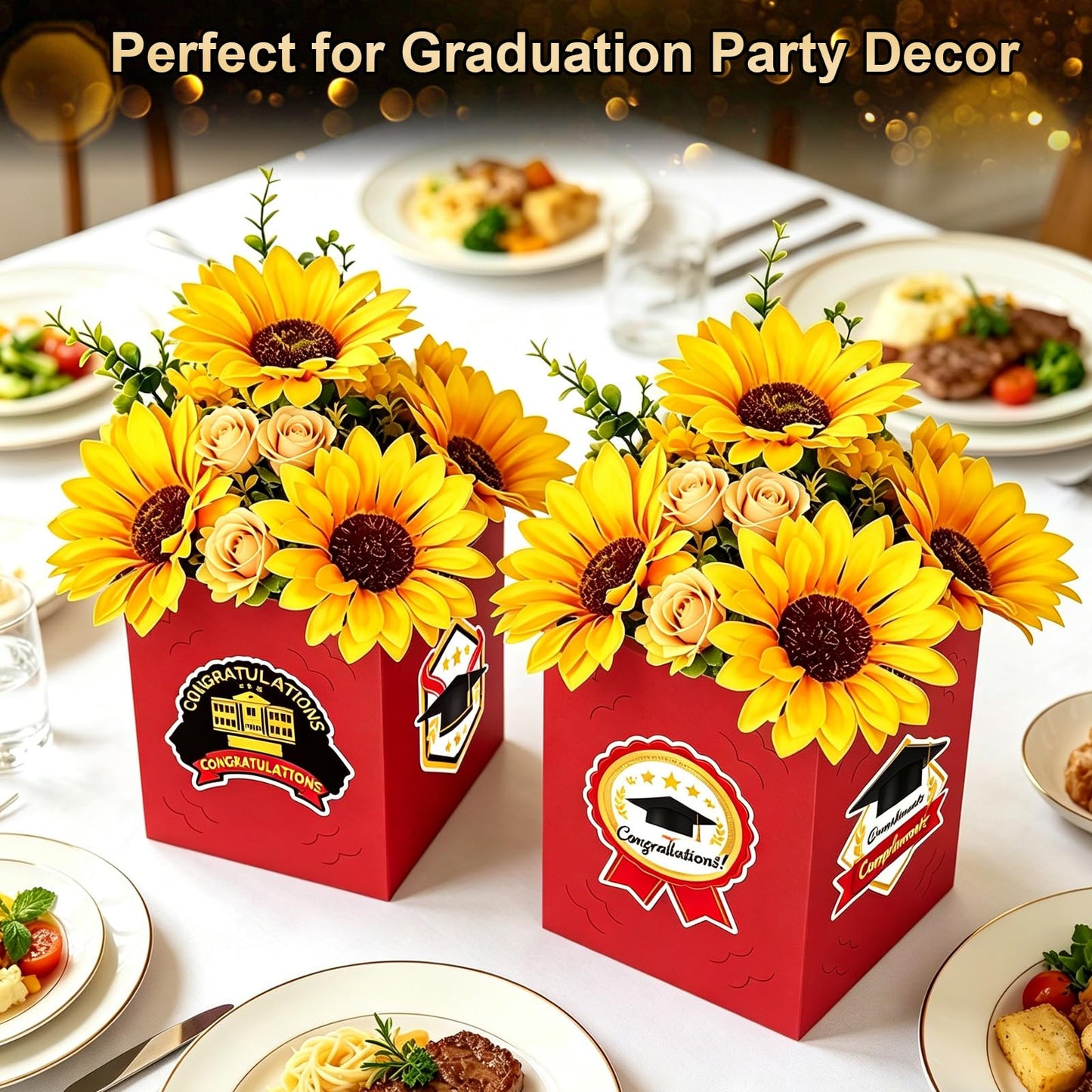 Fennoral 16 Pcs Graduation Box Centerpieces for Table 6/7 Inch Photo Display Congrats Grad Party Favor Gift College Picture Box Photo Props Frame