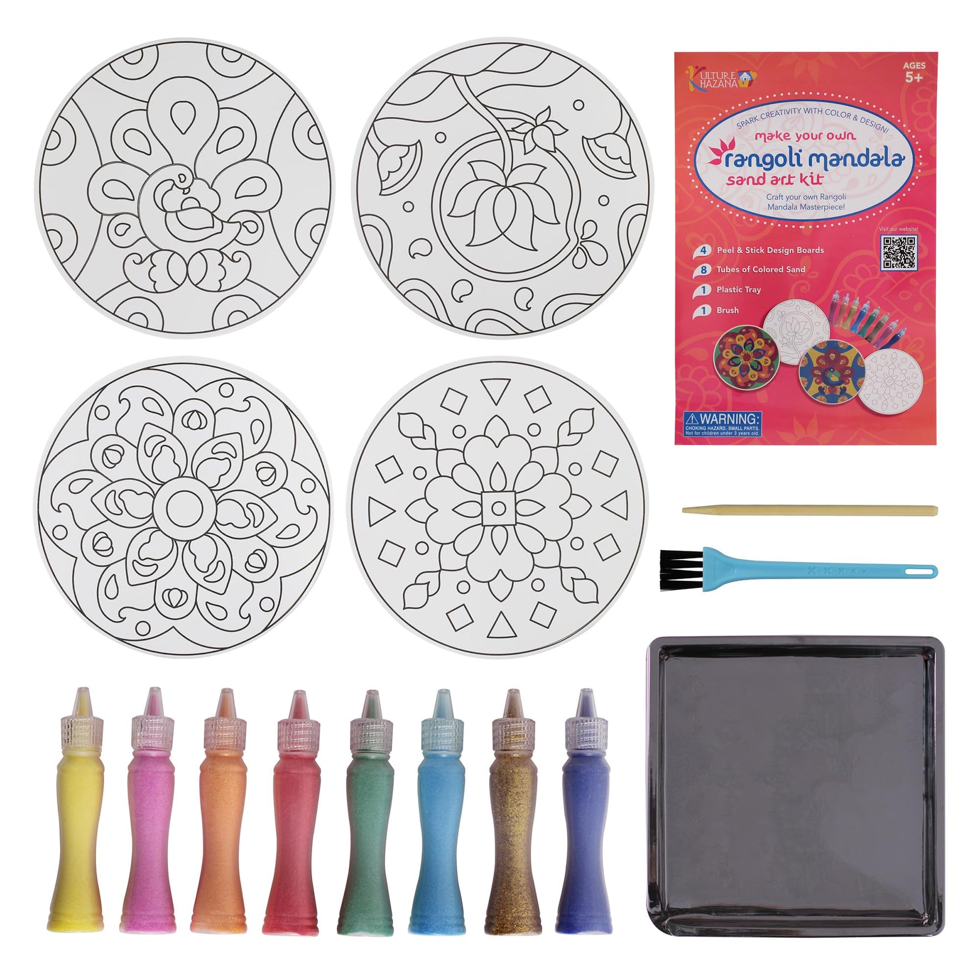 Kulture Khazana: Make Your Own Rangoli Mandala Sand Art Ki - Mess-Free Craft, DIY Glitter Sand Art, India & South Asian Culture Activity, Kids Ages 5+