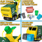 JOYIN Large Friction Powered Garbage Truck Toy Set, Includes 1 Dumpster, 3 Trash Bins, and 30 Learning Cards for Kids, Boy Toys Birthday Gift, Green