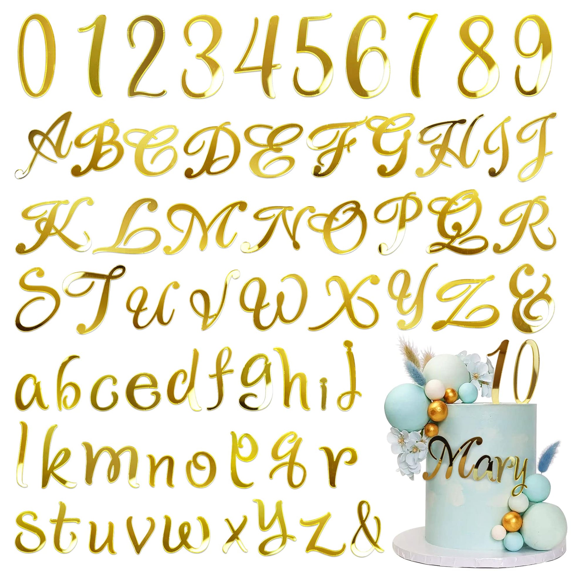 Acrylic Alphanumeric Cake Decoration DIY Cupcake Decoration A-Z Alphanumeric Mirror 0-9 Cake Decoration Pick Personalized Letters Anniversary Wedding