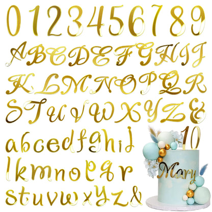Acrylic Alphanumeric Cake Decoration DIY Cupcake Decoration A-Z Alphanumeric Mirror 0-9 Cake Decoration Pick Personalized Letters Anniversary Wedding