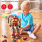 MIEBELY Magnetic Dinosaur Robot Transforming Toys, 3-in-1 Magnet-Assembling Action Figure with Lights & Sounds, Military Base Playset with Cars
