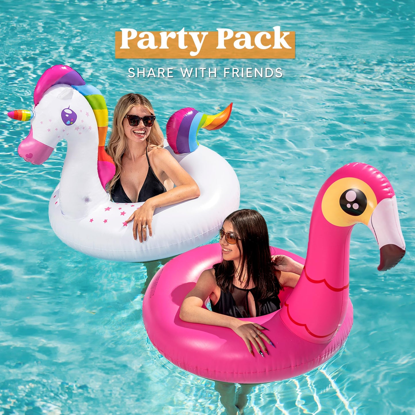 JOYIN 2-Pack Flamingo Unicorn Pool Float - Fun Floaties Inflatable Swimming Pool Tubes Toys Party Decorations, Summer Vacation Lake Beach Floaty Swim