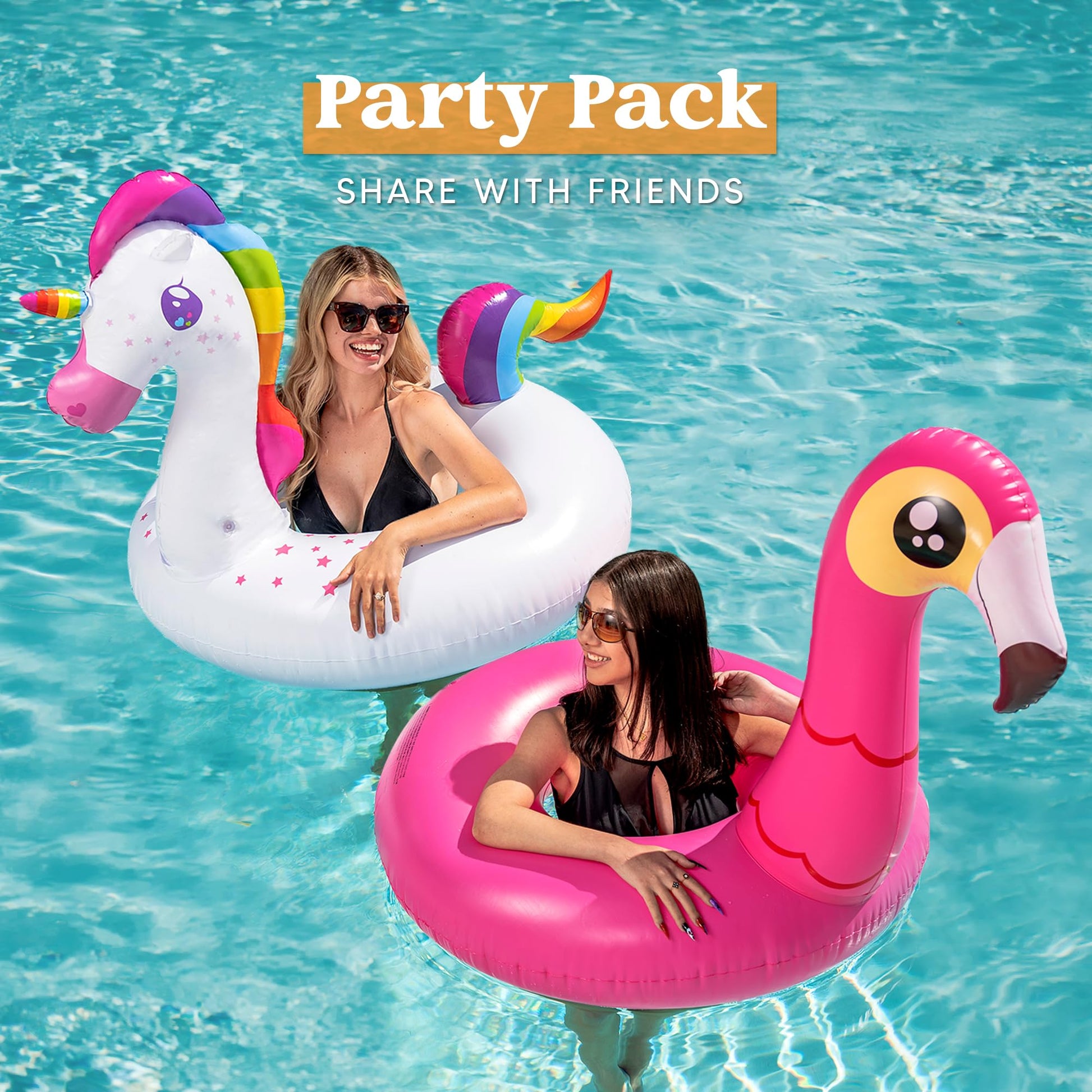 JOYIN 2-Pack Flamingo Unicorn Pool Float - Fun Floaties Inflatable Swimming Pool Tubes Toys Party Decorations, Summer Vacation Lake Beach Floaty Swim