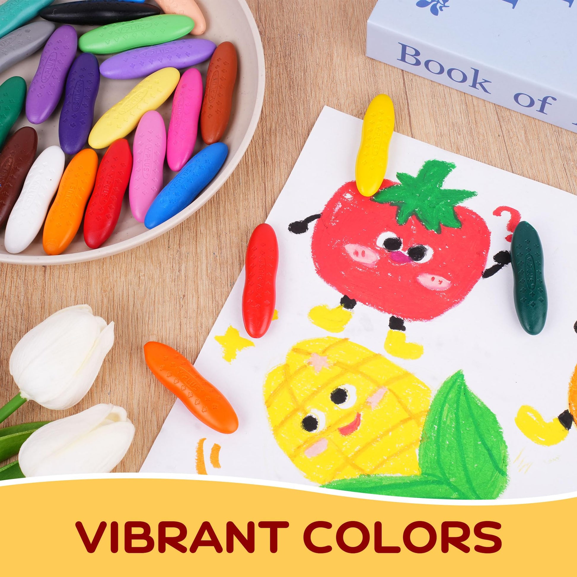YPLUS Peanut Crayons for Kids, 12 Colors Washable Toddler Crayon, Non-Toxic Baby Crayon for ages 2-4, 1-3, 4-8, Coloring Art Supplies