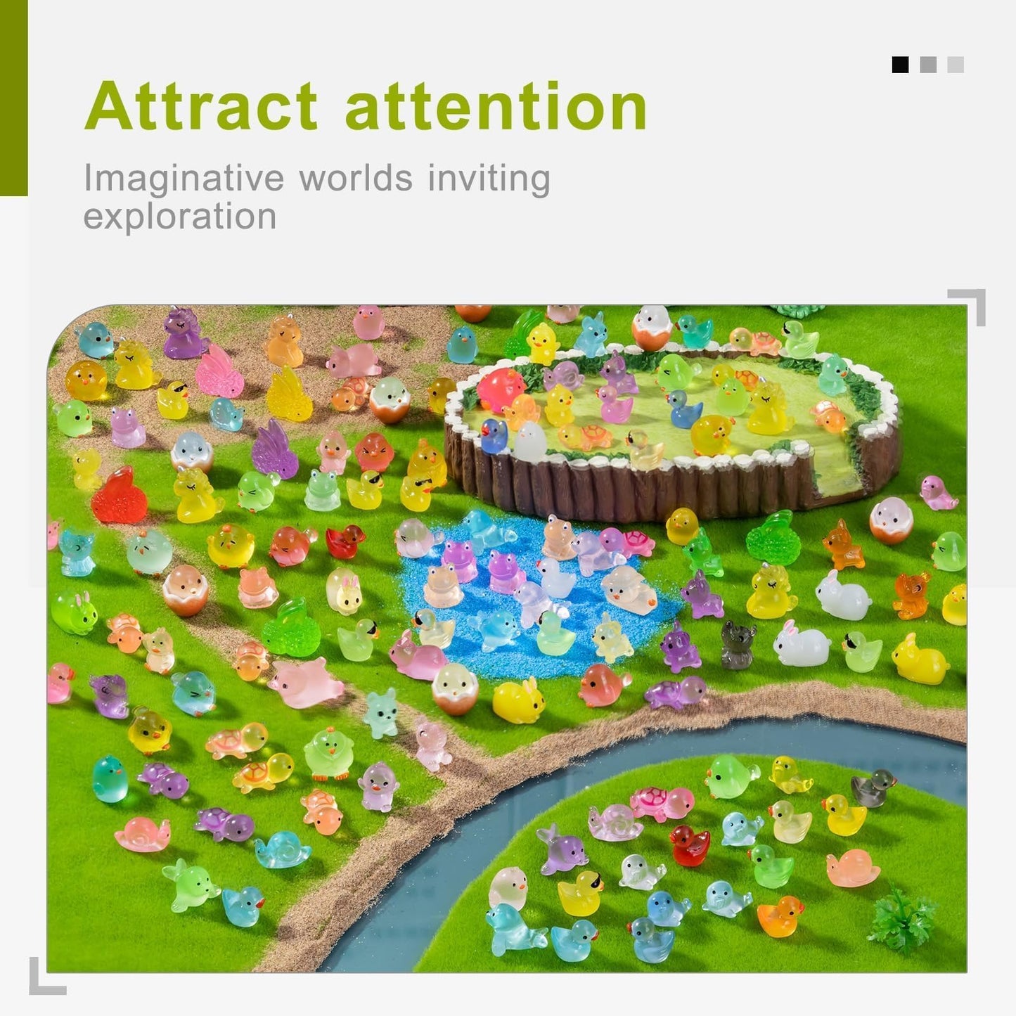 dsooldre 150pcs Glow in The Dark Mini Resin Animals,Bulk Miniature Figurines to Hide for Fairy Garden,Dollhouse,Aquarium & Micro Landscape DIY